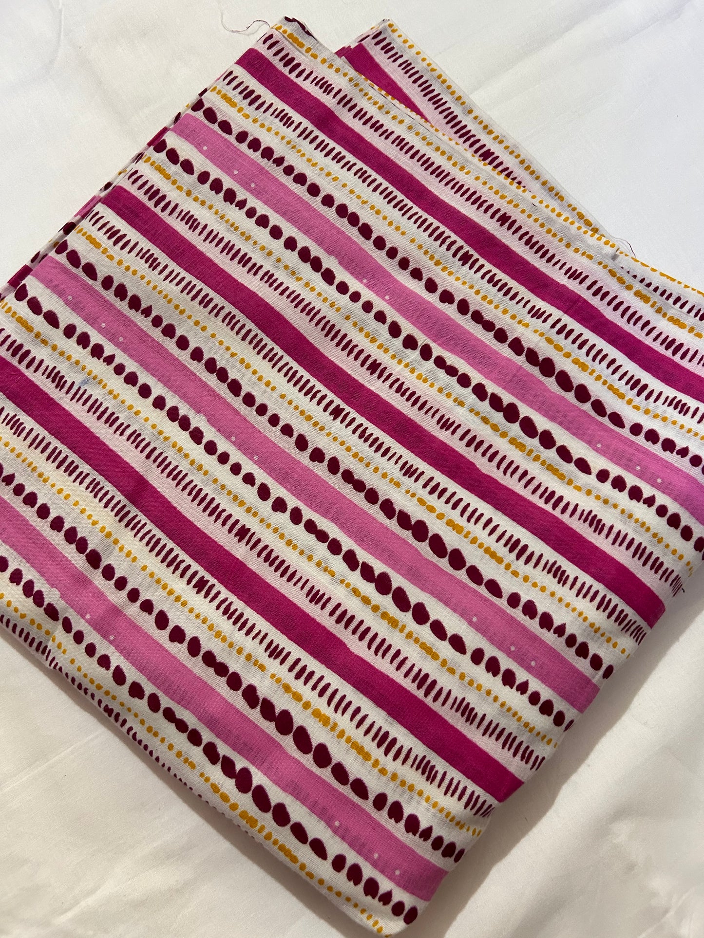 Pink and White Stripped Cotton Fabric