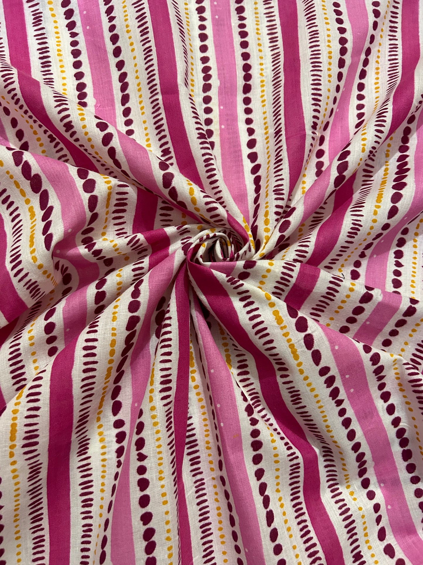 Pink and White Stripped Cotton Fabric