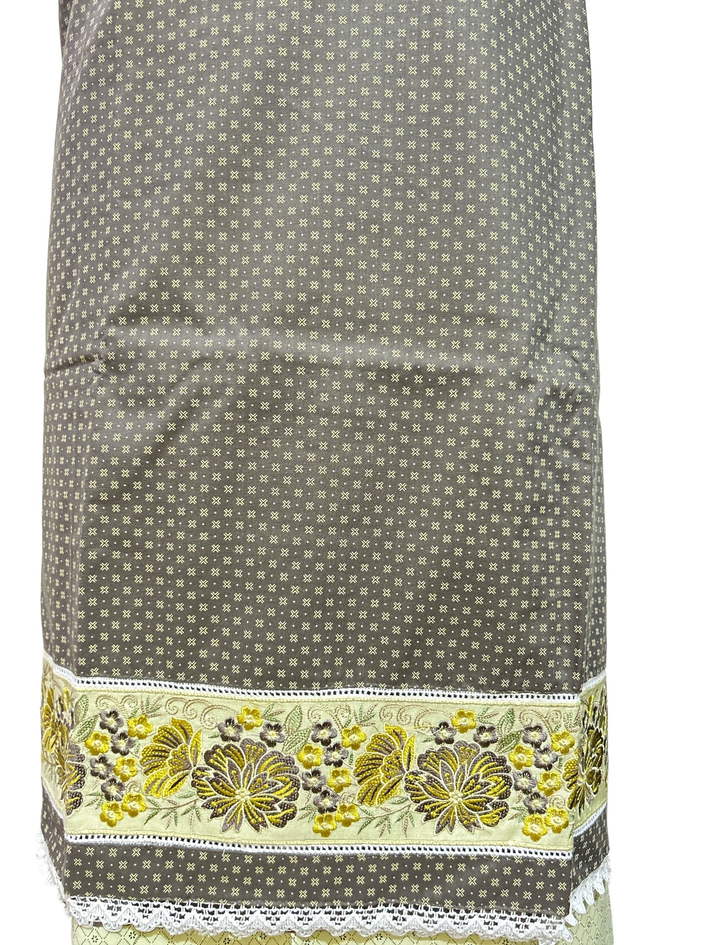 Lemon Cotton Suit with Patchwork and Tie-Dye Dupatta