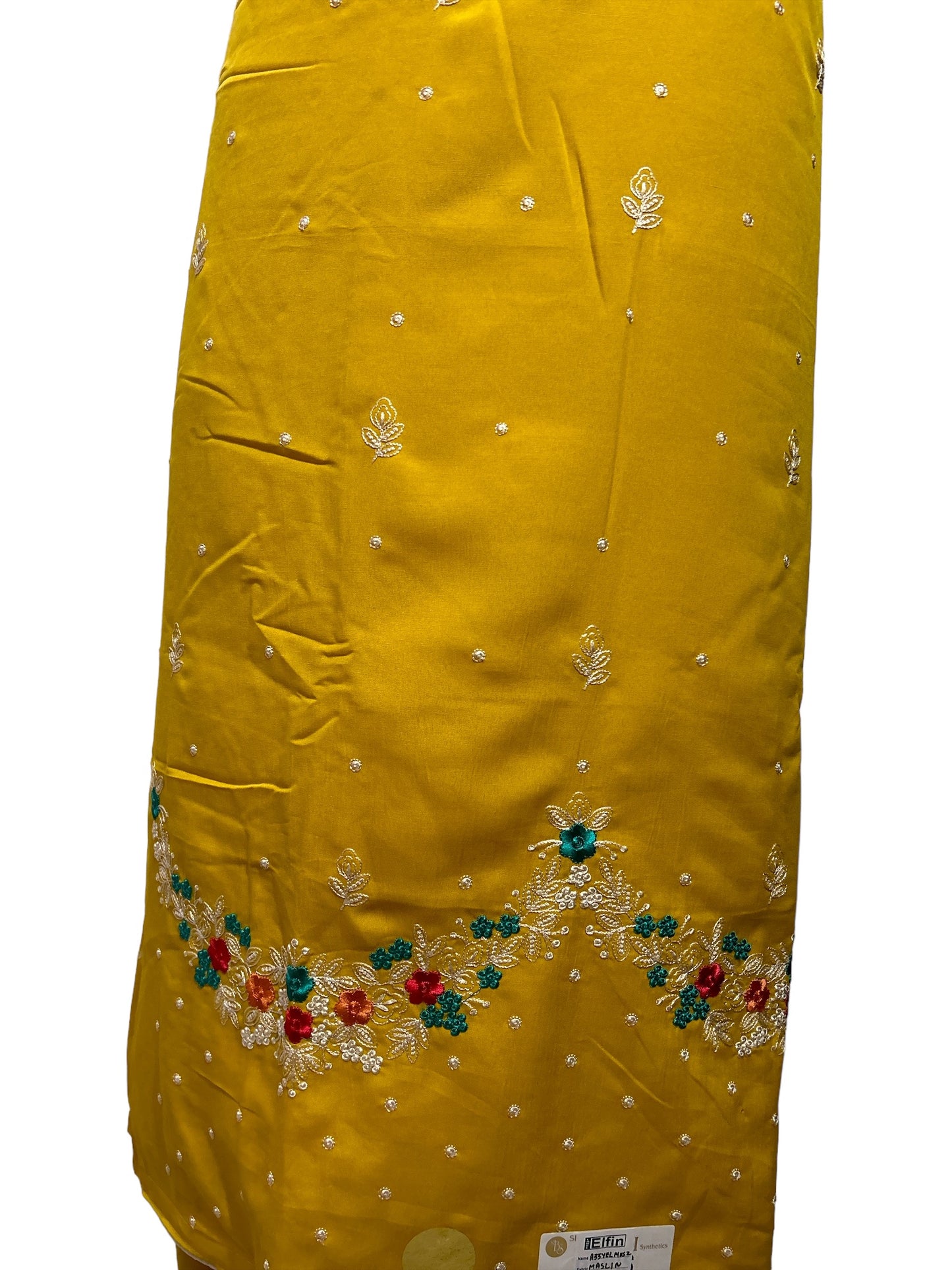 Elegant Yellow Muslin Suit with Exquisite Embroidery