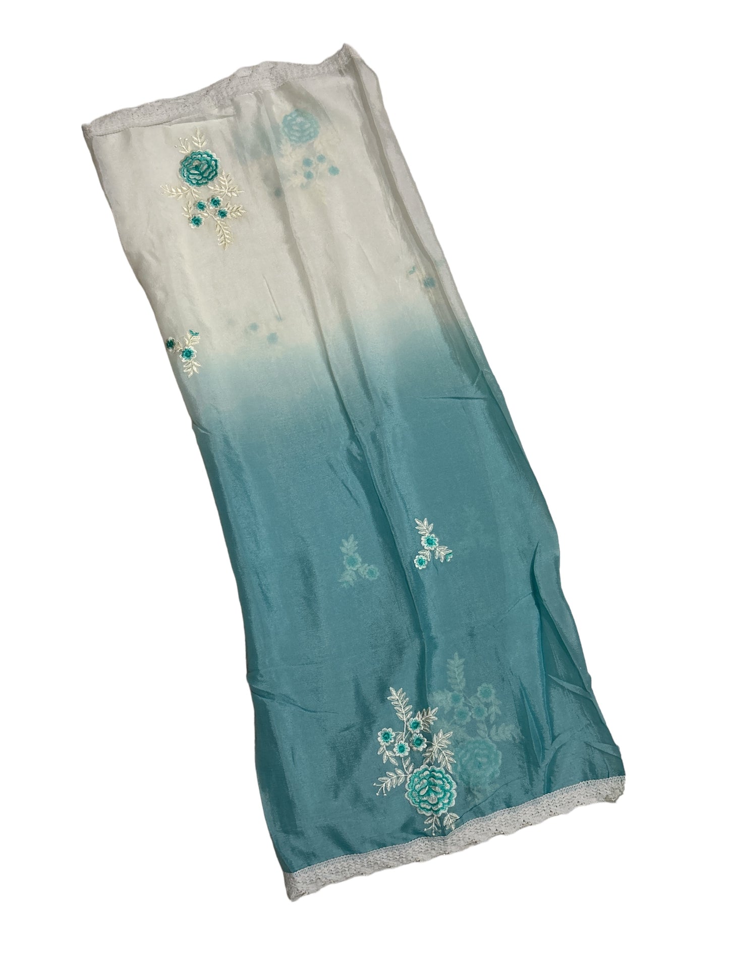 Sky Blue Chanderi Silk Suit: Embroidered Elegance with Viscose Comfort