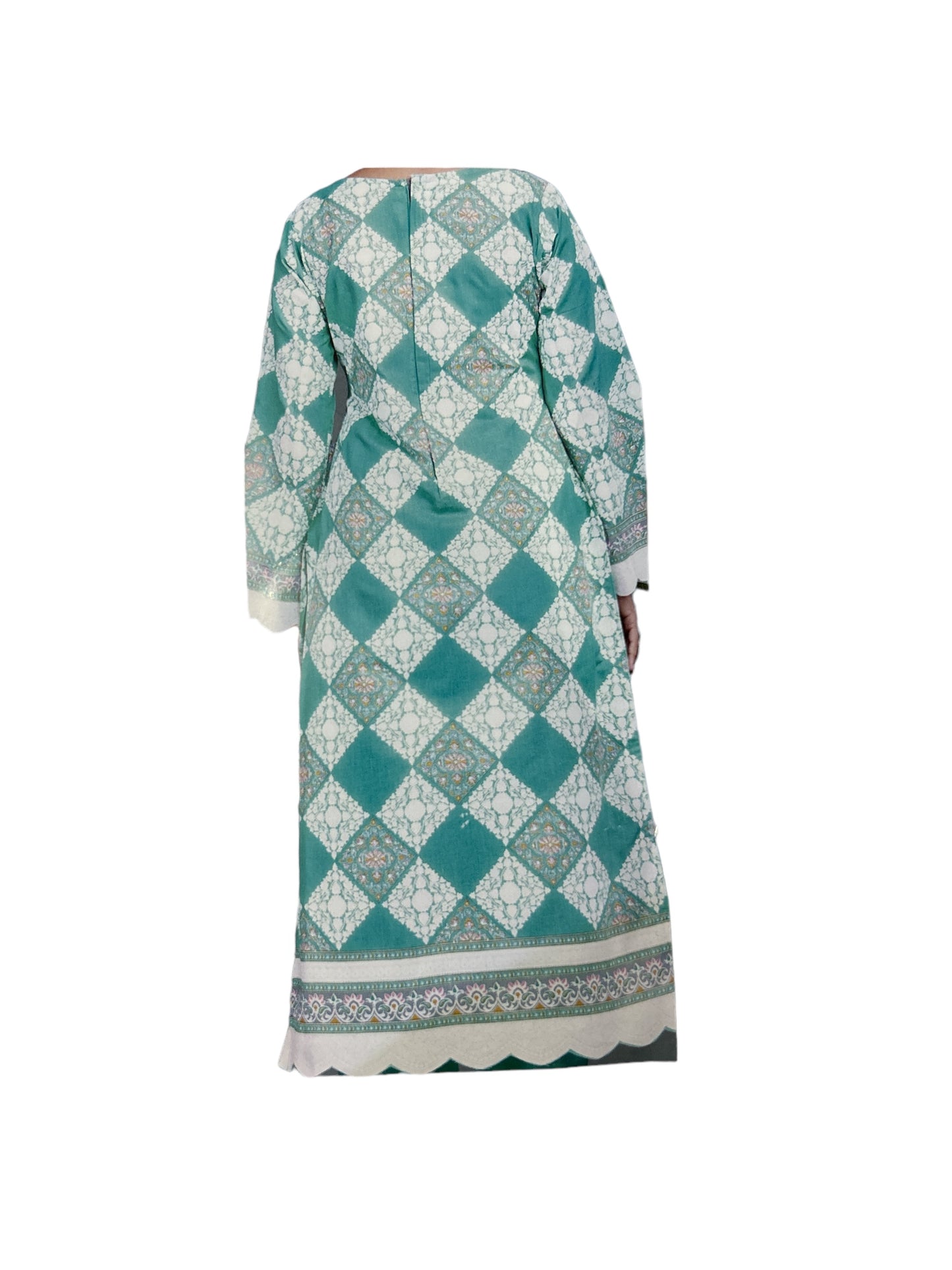 Printed Semi-Cambric Suit Set in Blue with Mal Cotton Dupatta